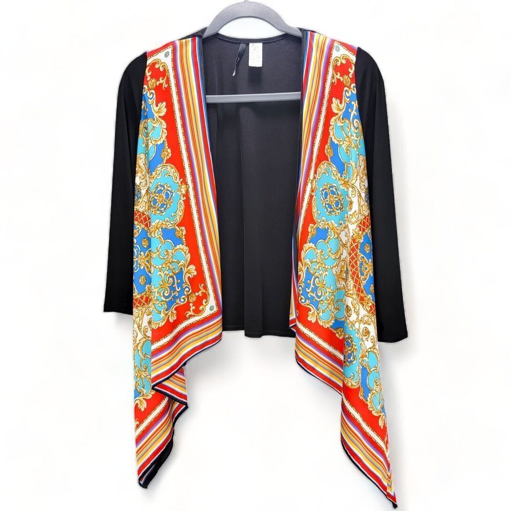 Chiasso Cardigan Shrug Medium Floral Flowy High Low Hem Colorful Cottage